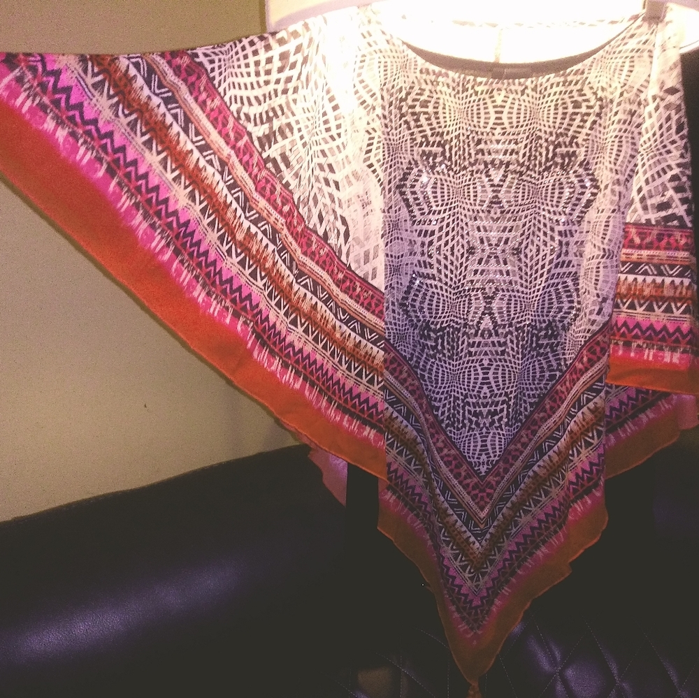 Poncho Shirt with black camisole
